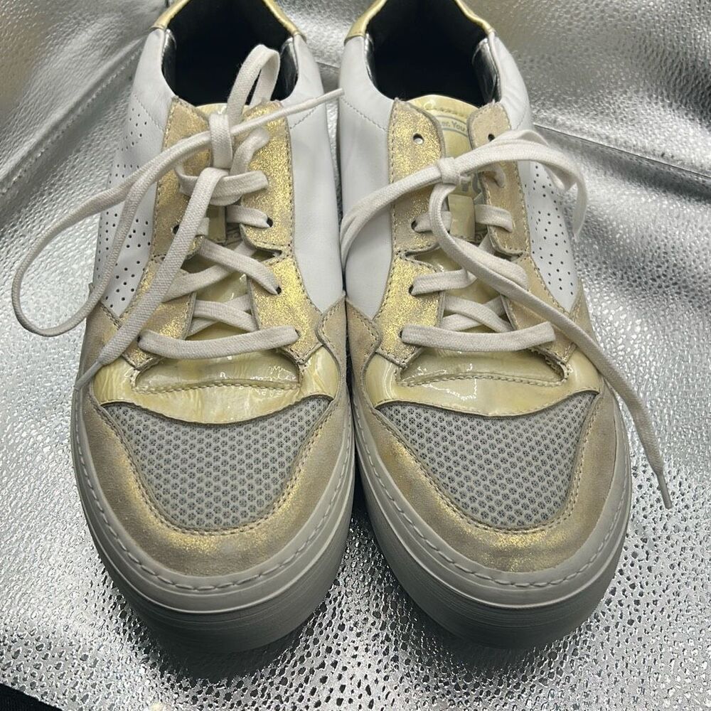 P448 Men's Size 43 Lowspace And Pearl Sneakers Gold White Sporty Streetwear
